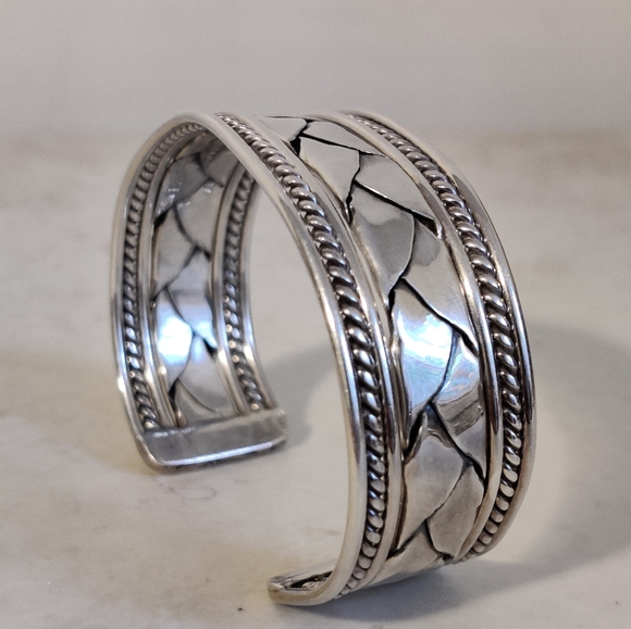 Massive Sterling Silver Braided Cuff Bracelet - Picture 8 of 16